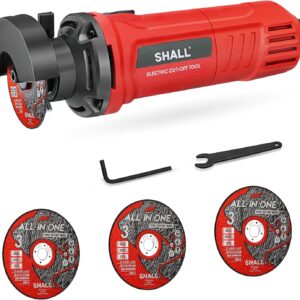 SHALL 3 Inch High-Speed Cut Off Tool, 3.5 Amp Metal Cutter Tool with 3Pcs Multifunctional Cut Off Wheels, 24000RPM Electricl Metal Cutting Tools for Steel, Inox