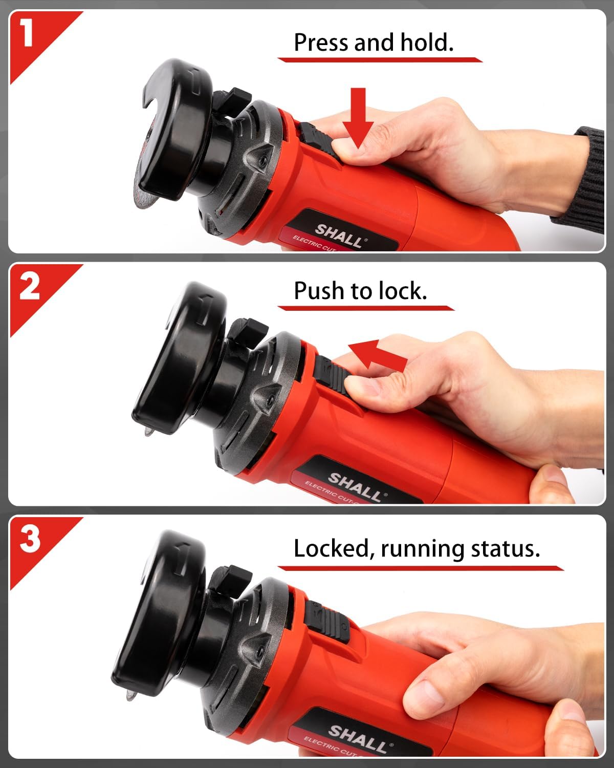 SHALL 3 Inch High-Speed Cut Off Tool, 3.5 Amp Metal Cutter Tool with 3Pcs Multifunctional Cut Off Wheels, 24000RPM Electricl Metal Cutting Tools for Steel, Inox - Image 8