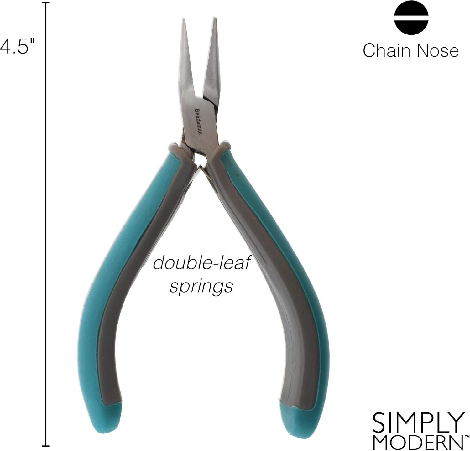 The Beadsmith Simply Modern Chain Nose Pliers, 4.5 inches (114mm) with polished steel head, PVC grip handles and double-leaf springs, tool for jewelry making - Image 5